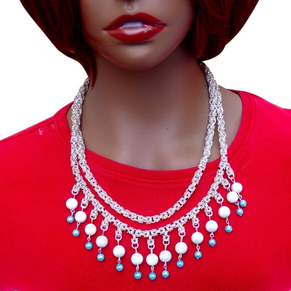 2 Strand Beaded Byzantine Necklace 4265